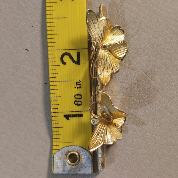 Giovanni Pin Brooch Vintage Gold Tone Butterfly Floral Signed Elegan Nature I - Picture 2 of 12